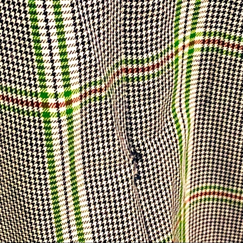 Kimono-styled Mixed print Houndstooth dress w/maroon & green stripes. EUC - Picture 3 of 3